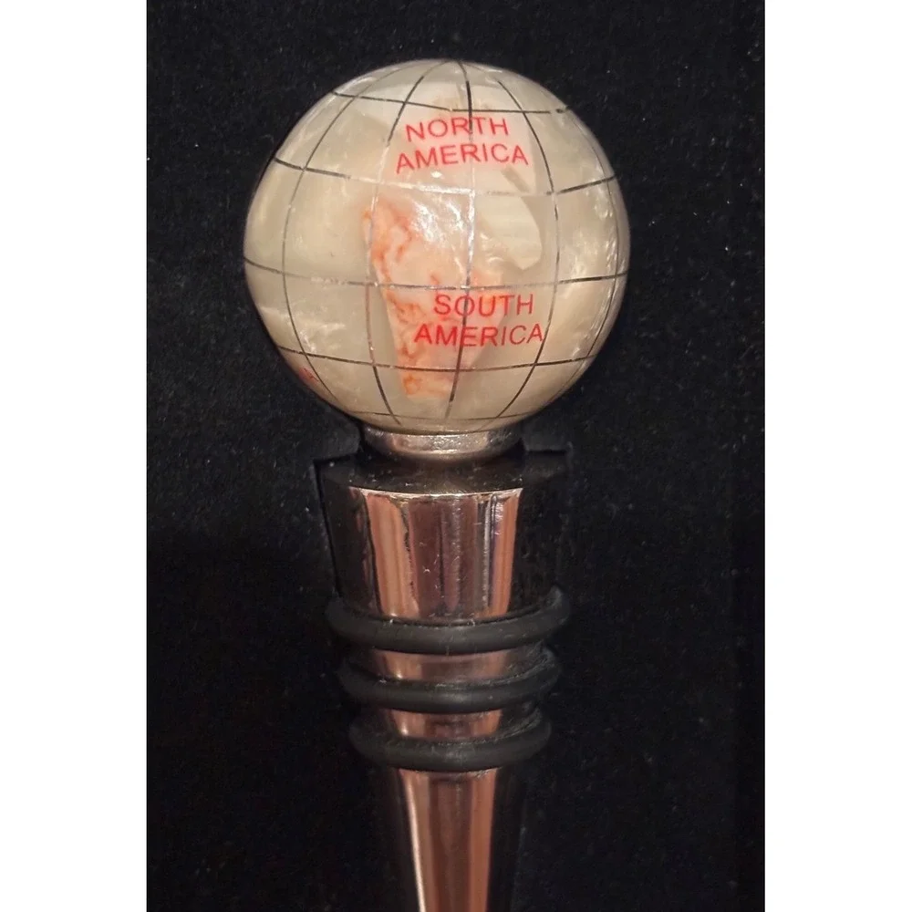 Vintage Gemstone Globe Wine Bottle Stoppers Set of 3 with Wood Gift Box